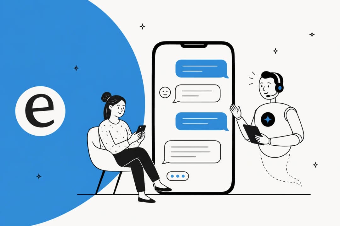Illustration of AI handling text-message customer support conversations