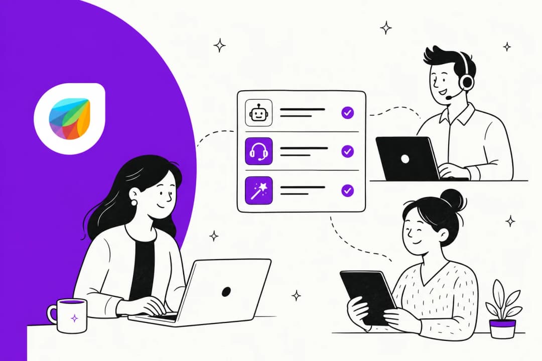 Illustration of a support team weighing Freshdesk AI alternatives