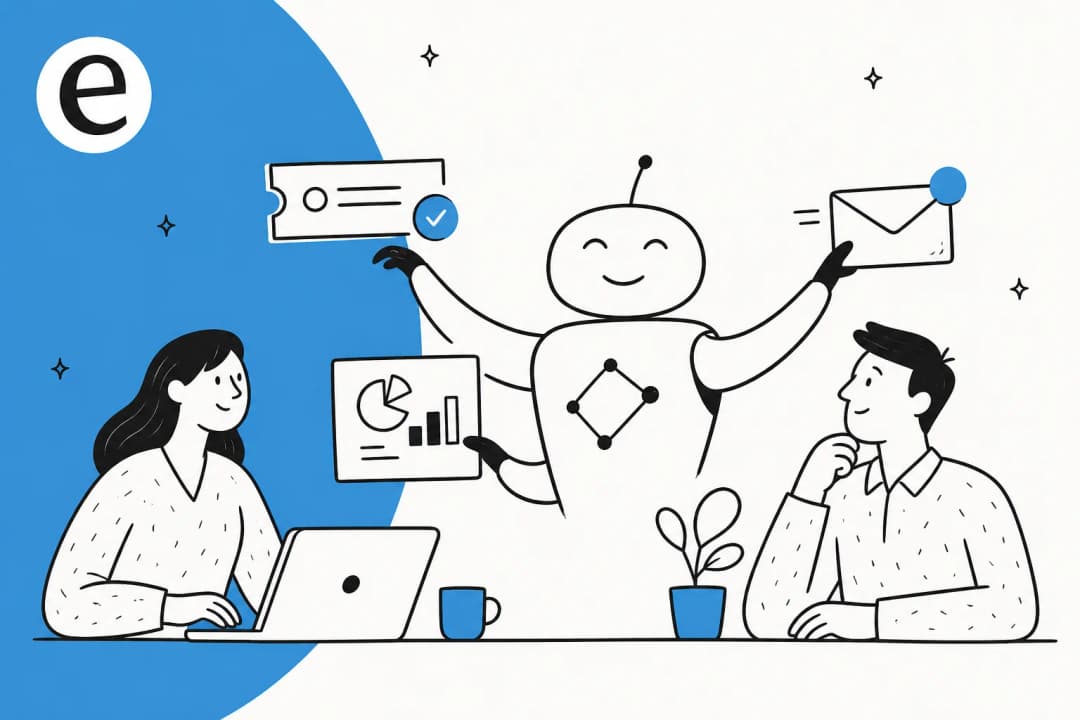 Illustration of Claude Fable 5 working as a long-running autonomous teammate for a business team