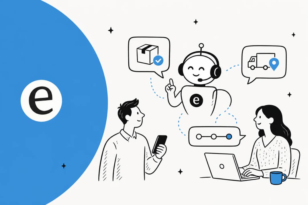Illustration of an AI agent looking up live order status and tracking to answer a where-is-my-order question