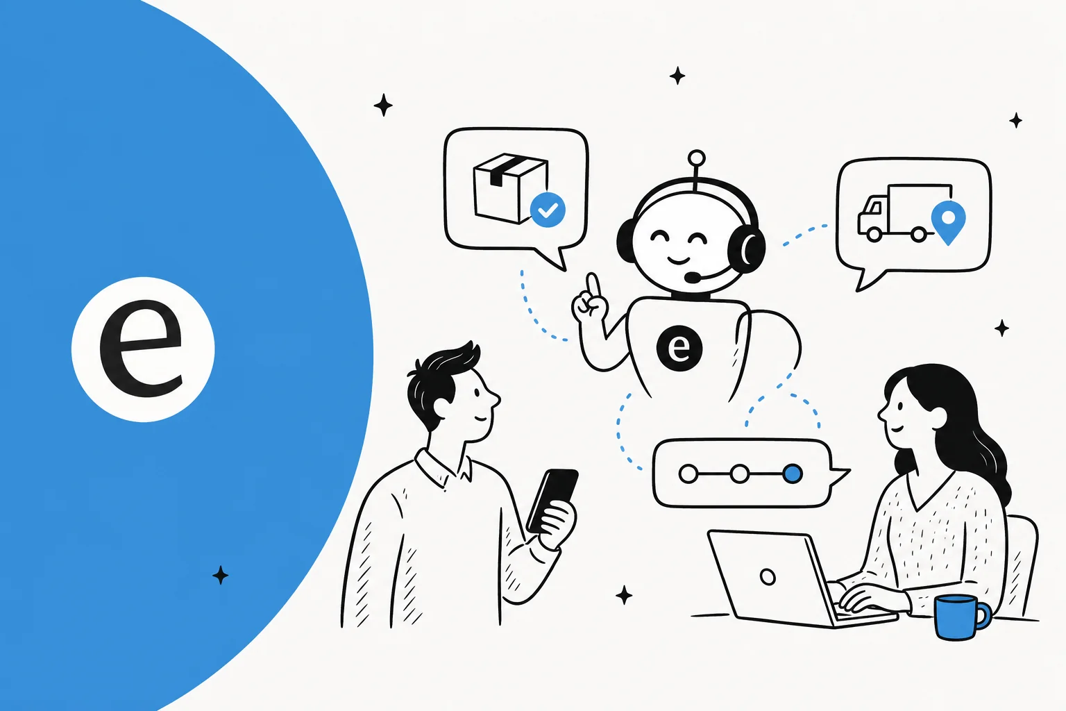 Illustration of an AI agent looking up live order status and tracking to answer a where-is-my-order question