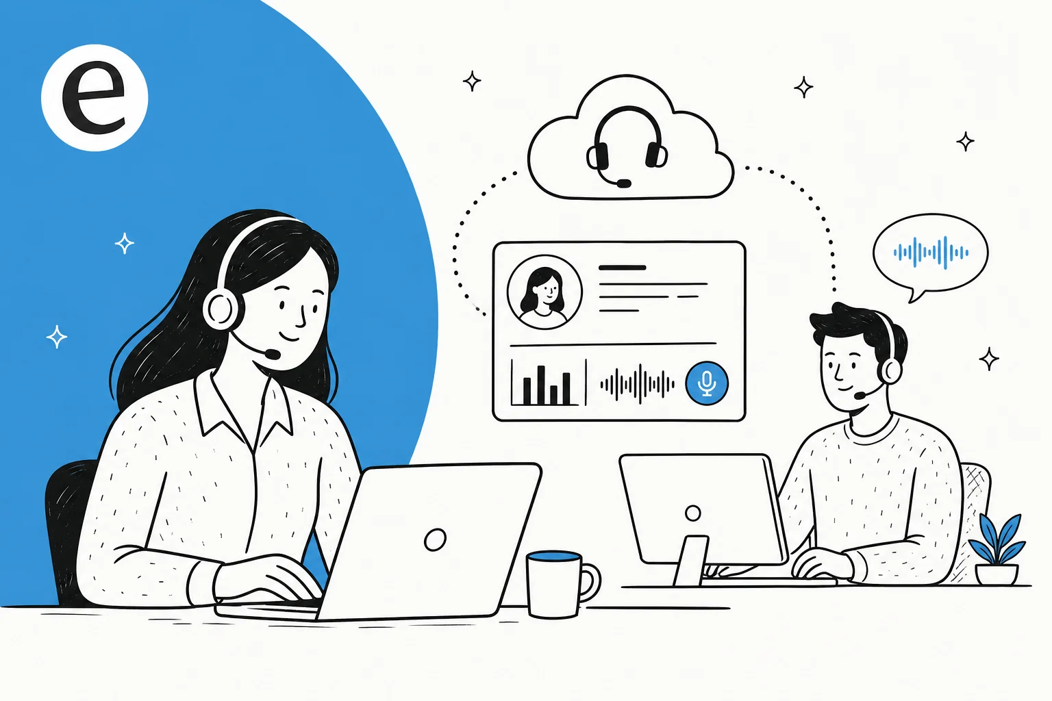 Illustration of a modern cloud call center technology stack