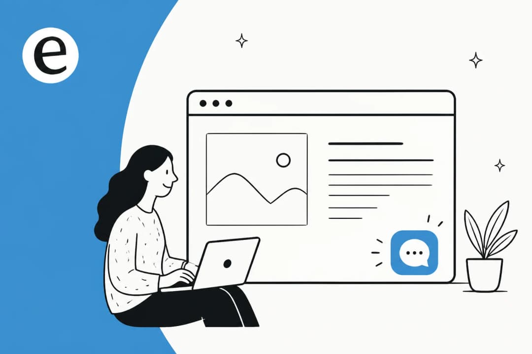 Illustration of a live chat widget bubble appearing on a browser window