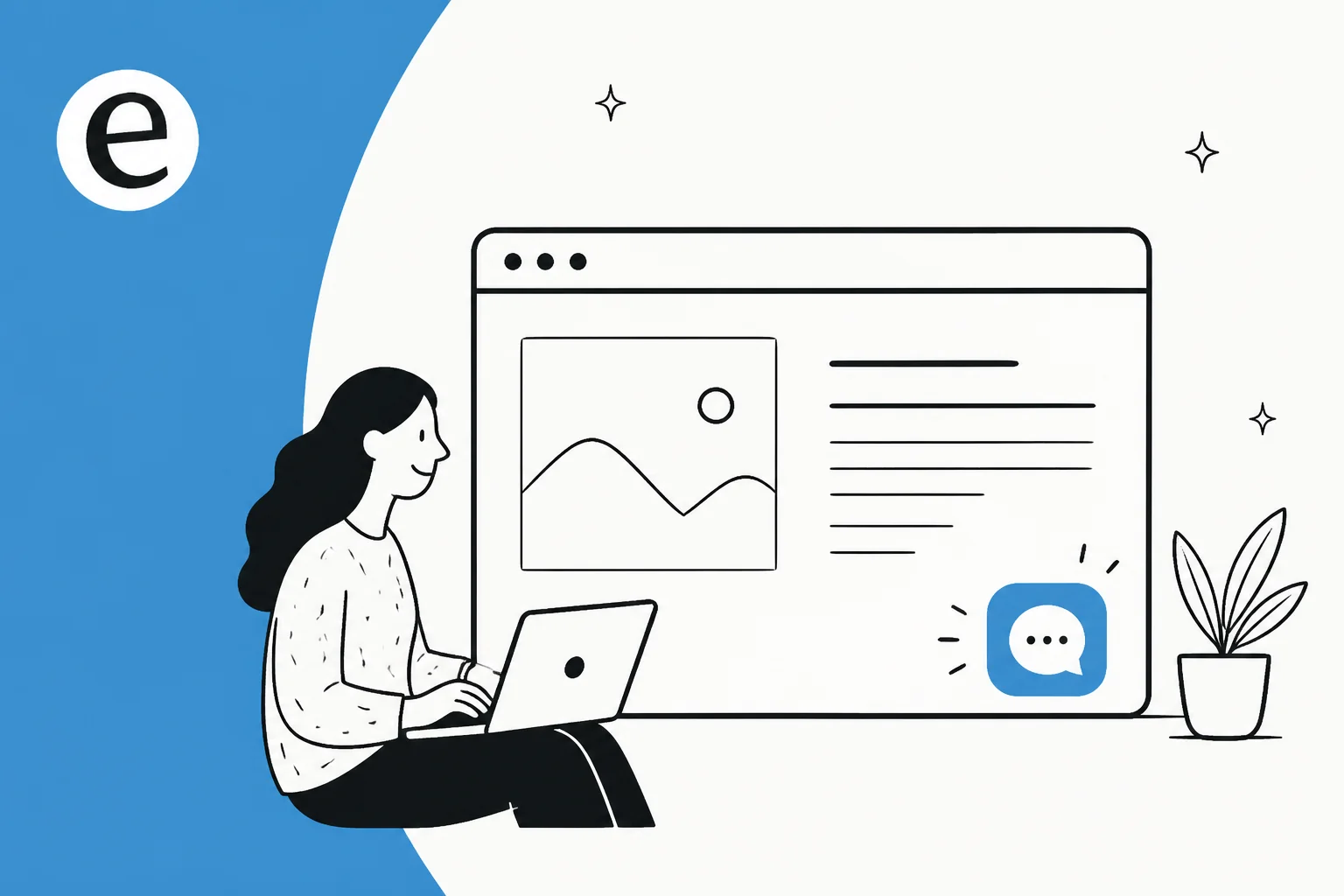 Illustration of a live chat widget bubble appearing on a browser window