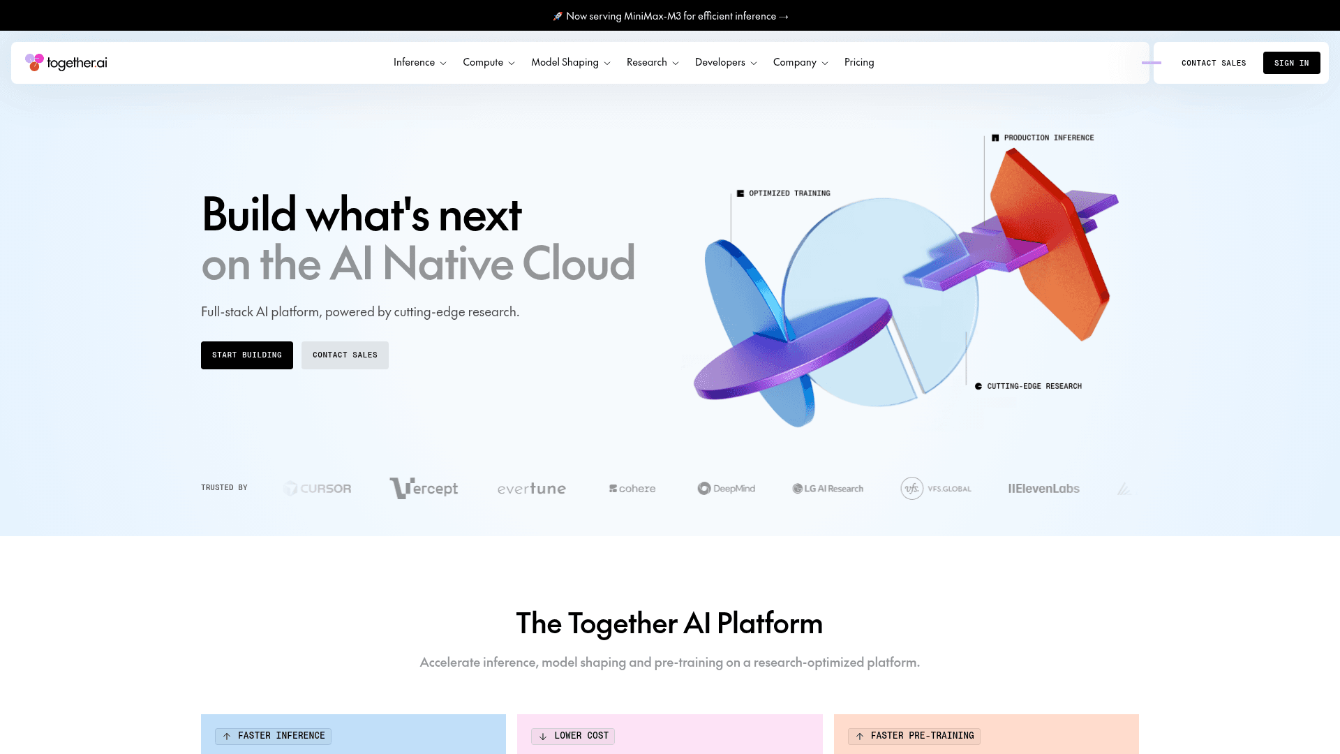 Together AI homepage, as taken from Together AI