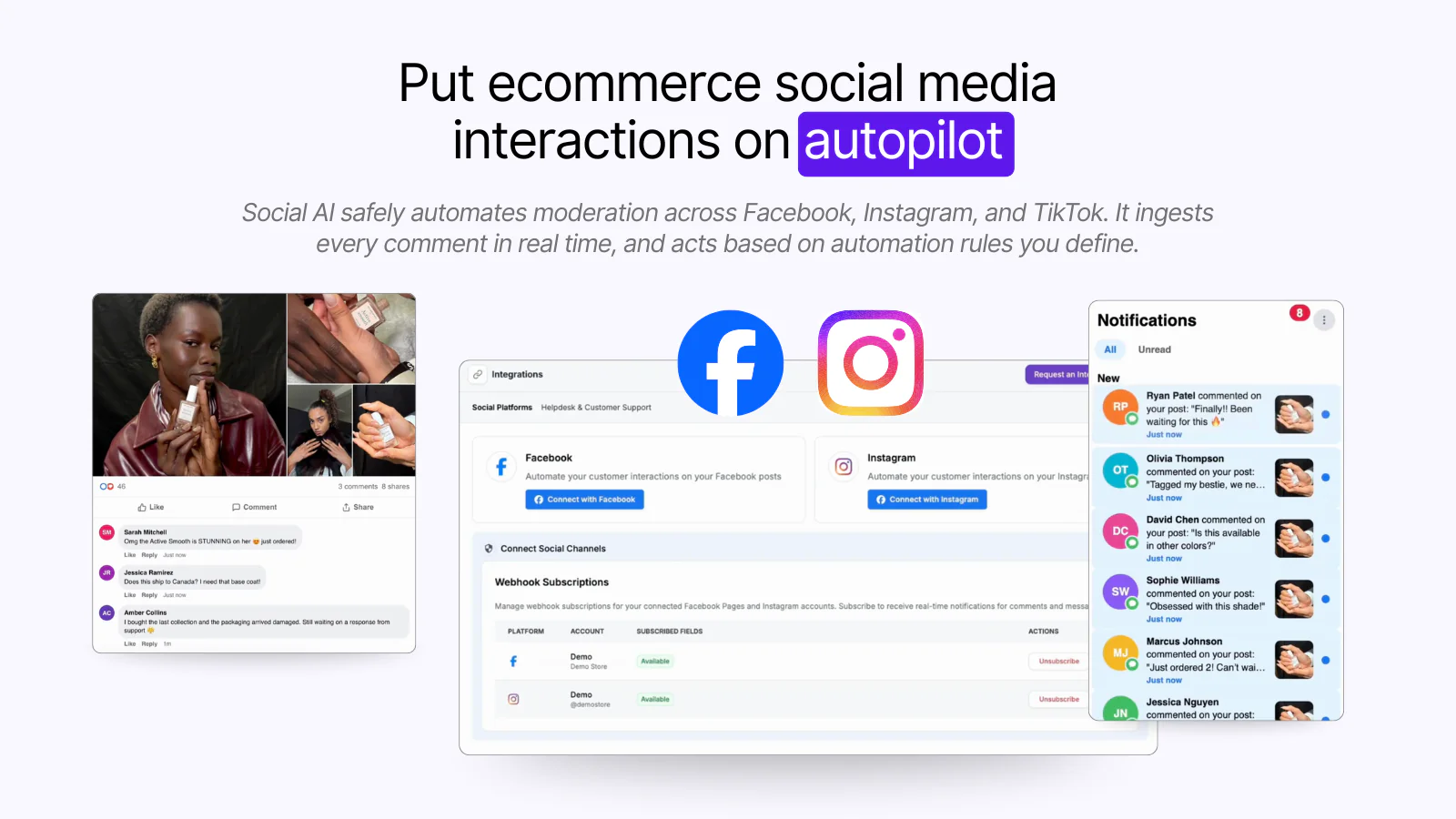 Yuma Social AI automating Facebook and Instagram moderation, as taken from Yuma AI