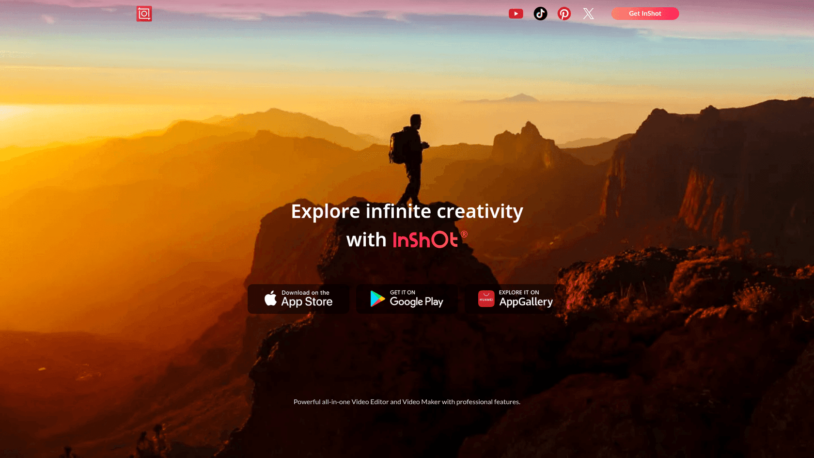 InShot website homepage, as taken from InShot