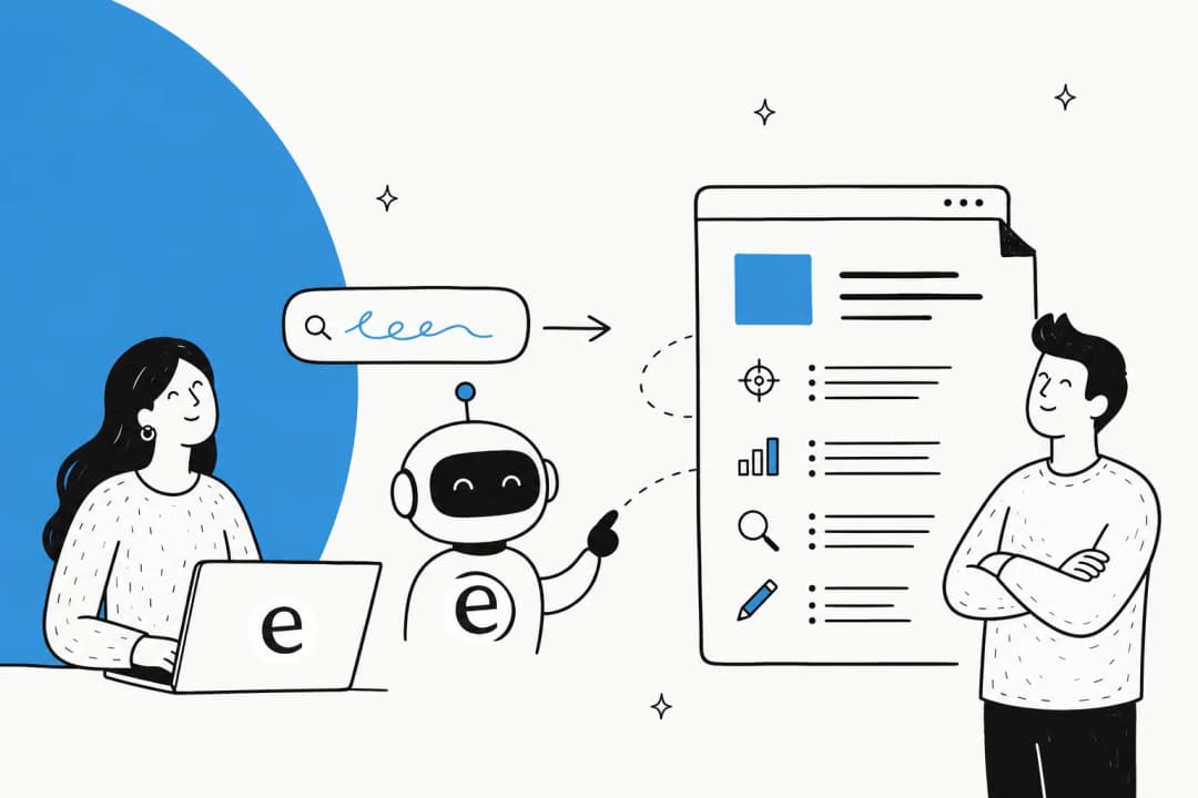 An AI teammate turning a single keyword into a structured content brief for a writer
