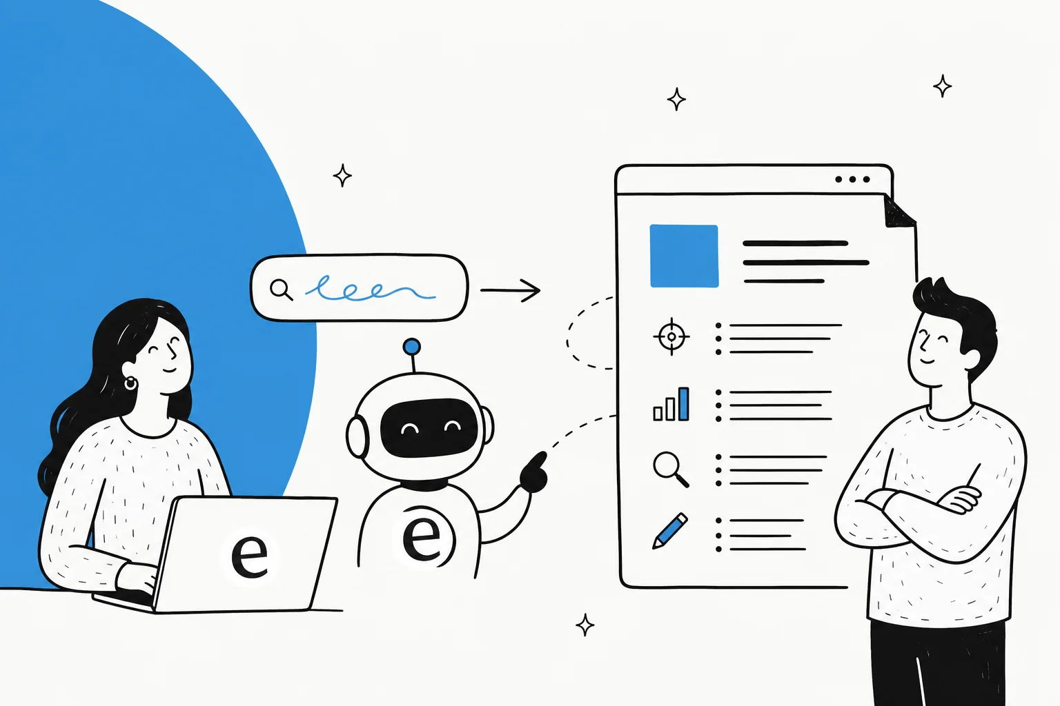 An AI teammate turning a single keyword into a structured content brief for a writer