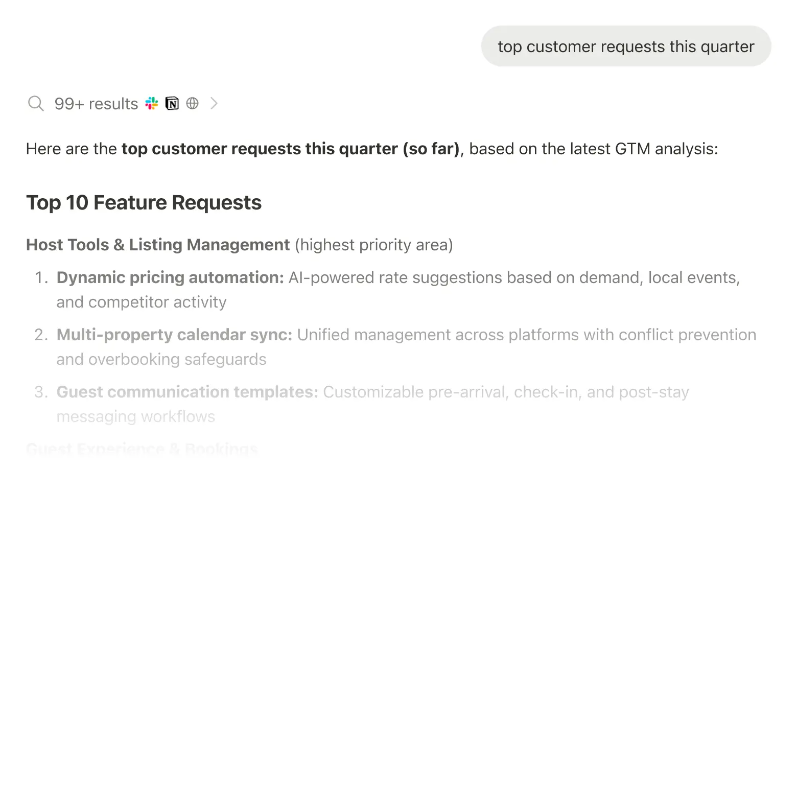 Notion Enterprise Search showing results from Slack, Google Drive, and Jira