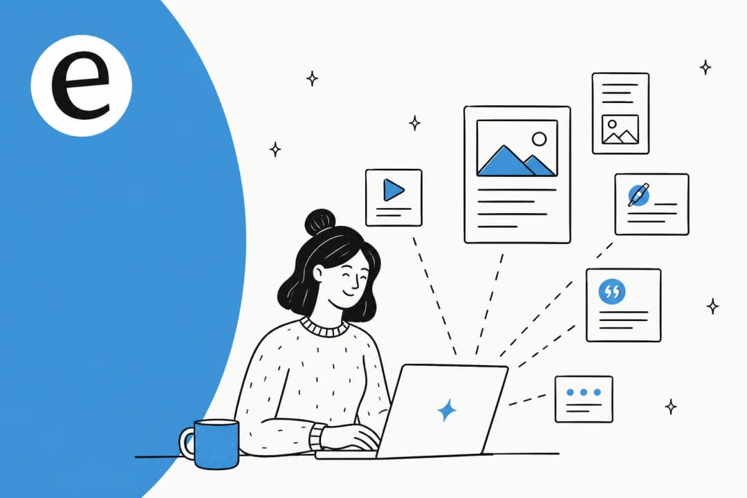 Illustration of an AI blog writer producing content for multiple agency clients