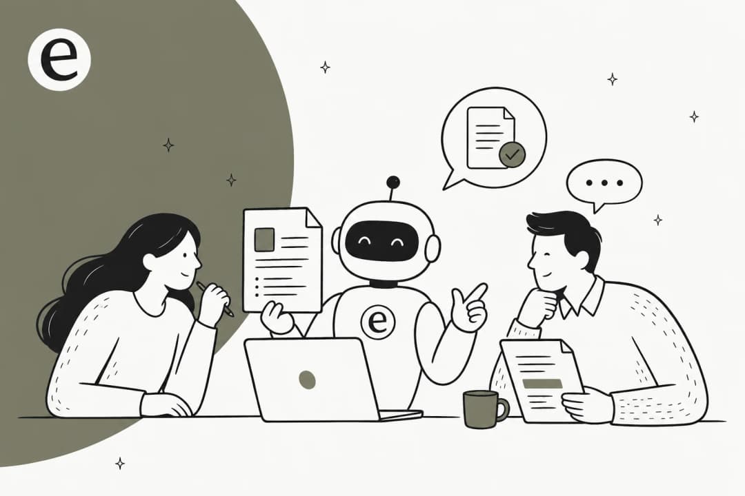 Editorial illustration of documents and AI chat interface - best PDF AI tools roundup 2026