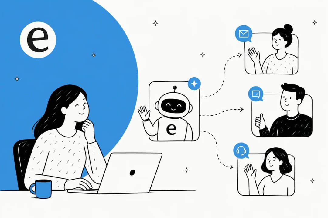 Illustration of AI automating support tickets and conversations across a unified inbox