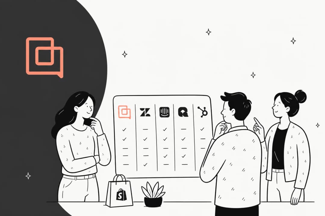 Illustration of customer support tools compared as alternatives to Gorgias