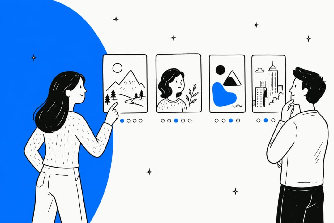 Grid of AI-generated visual tiles in blue tones representing Meta Muse Image alternatives