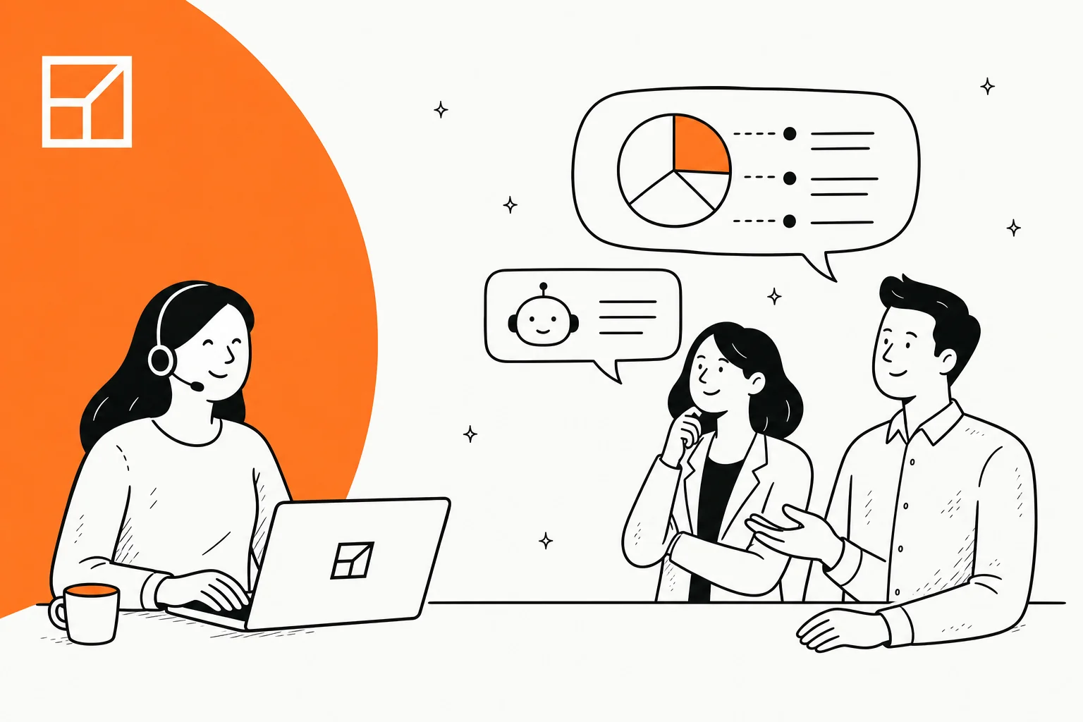Gradient Labs pricing breakdown illustration in warm orange
