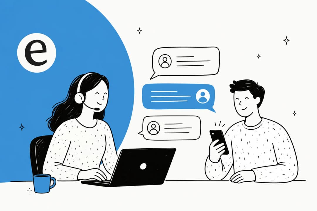 Customer service chat examples illustrated as live chat conversation bubbles