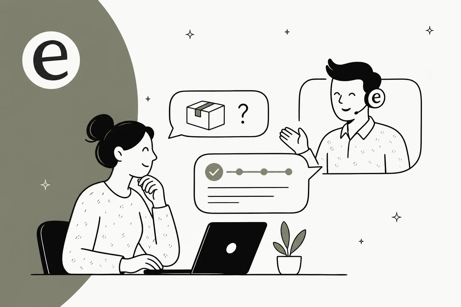 AI chatbot answering ecommerce order status questions illustration