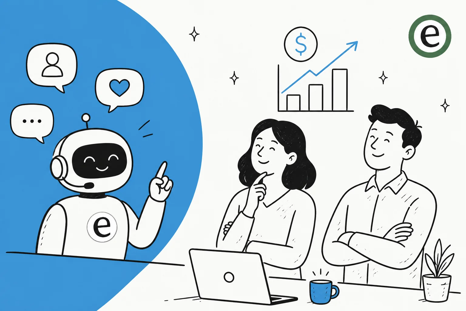 Illustration of chatbot ROI: cost savings and return on investment for customer support