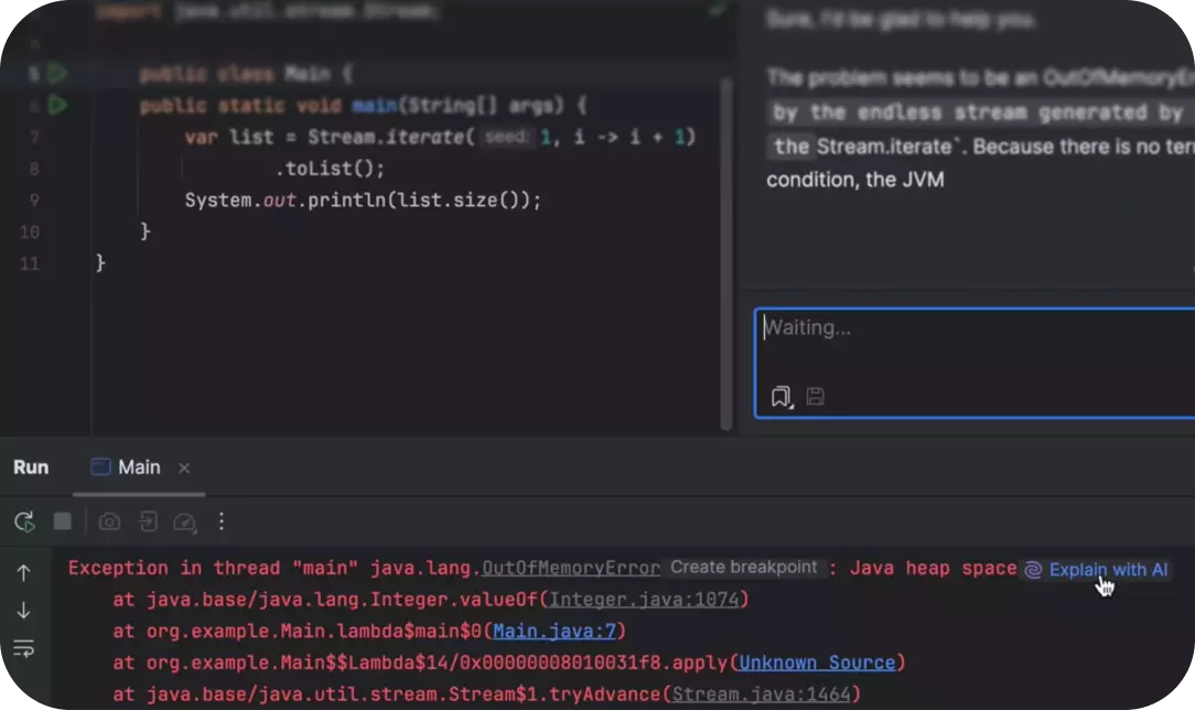 JetBrains AI explaining errors inline in PyCharm, as taken from JetBrains