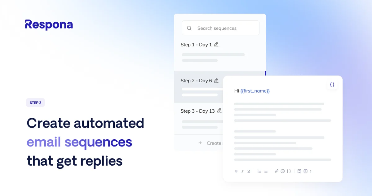 Respona demo showing personalized outreach email sequences, as taken from Respona