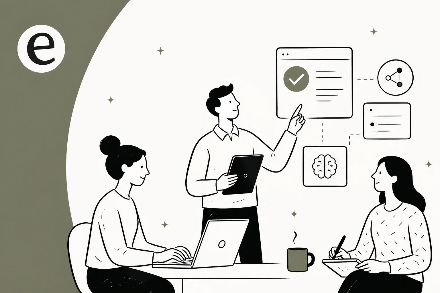 Editorial illustration showing a document being analyzed for AI content patterns