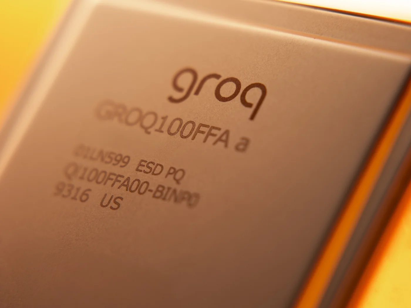 The Groq LPU chip - Groq's custom silicon built specifically for AI inference, as taken from Groq