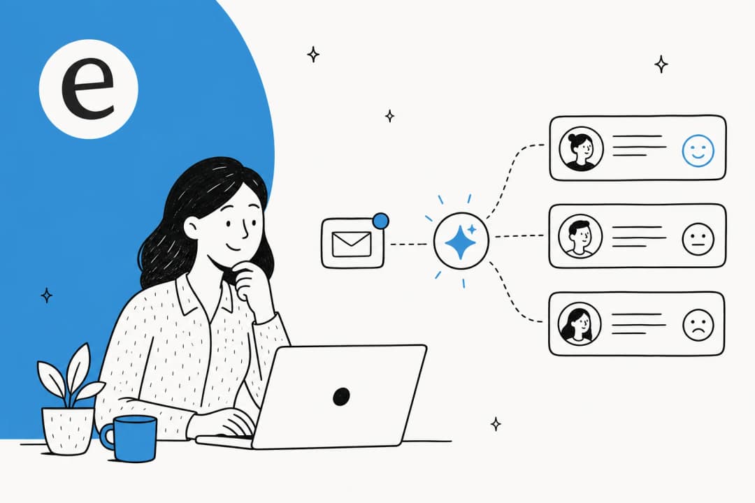 Illustration of AI reading customer emotion across a support inbox