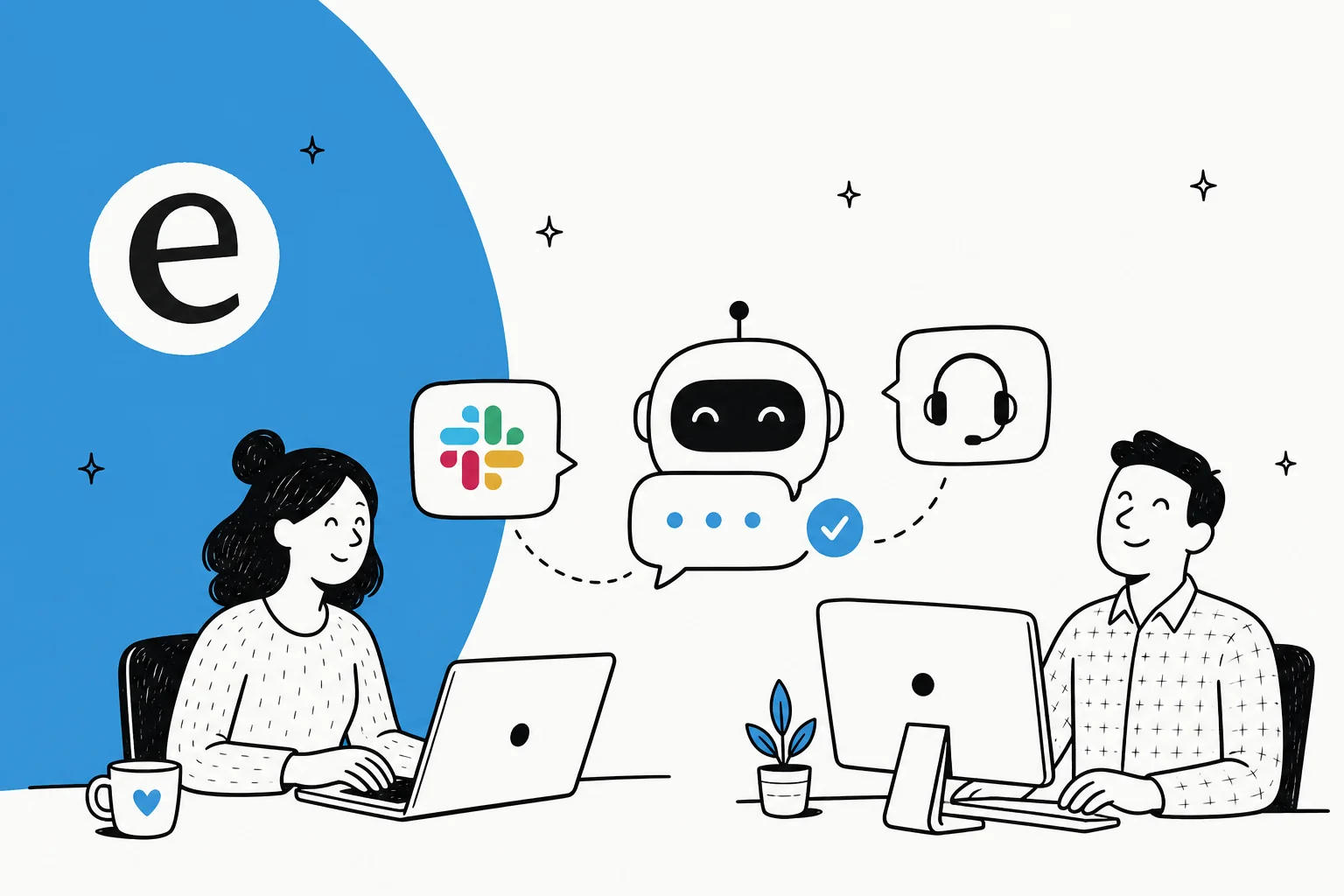 An IT support chatbot answering an employee in Slack and handing off to a human when unsure