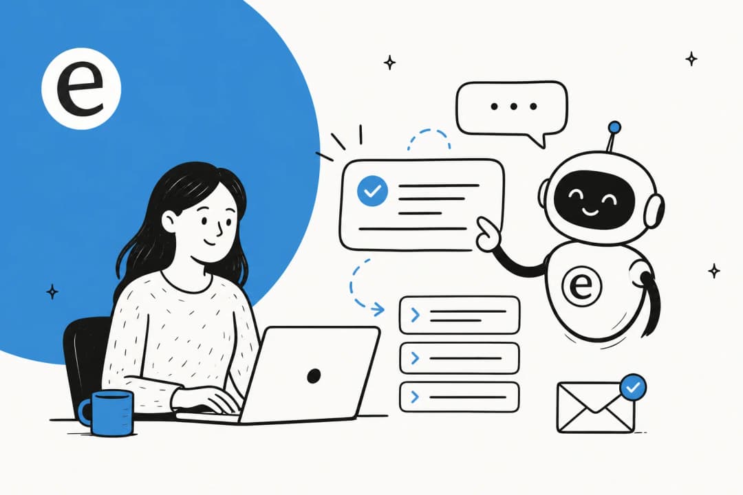 Illustration of static canned responses turning into AI-drafted replies for customer support