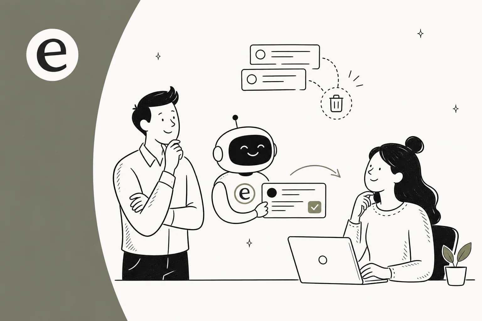 AI support ticket deflection guide - illustrated editorial hero