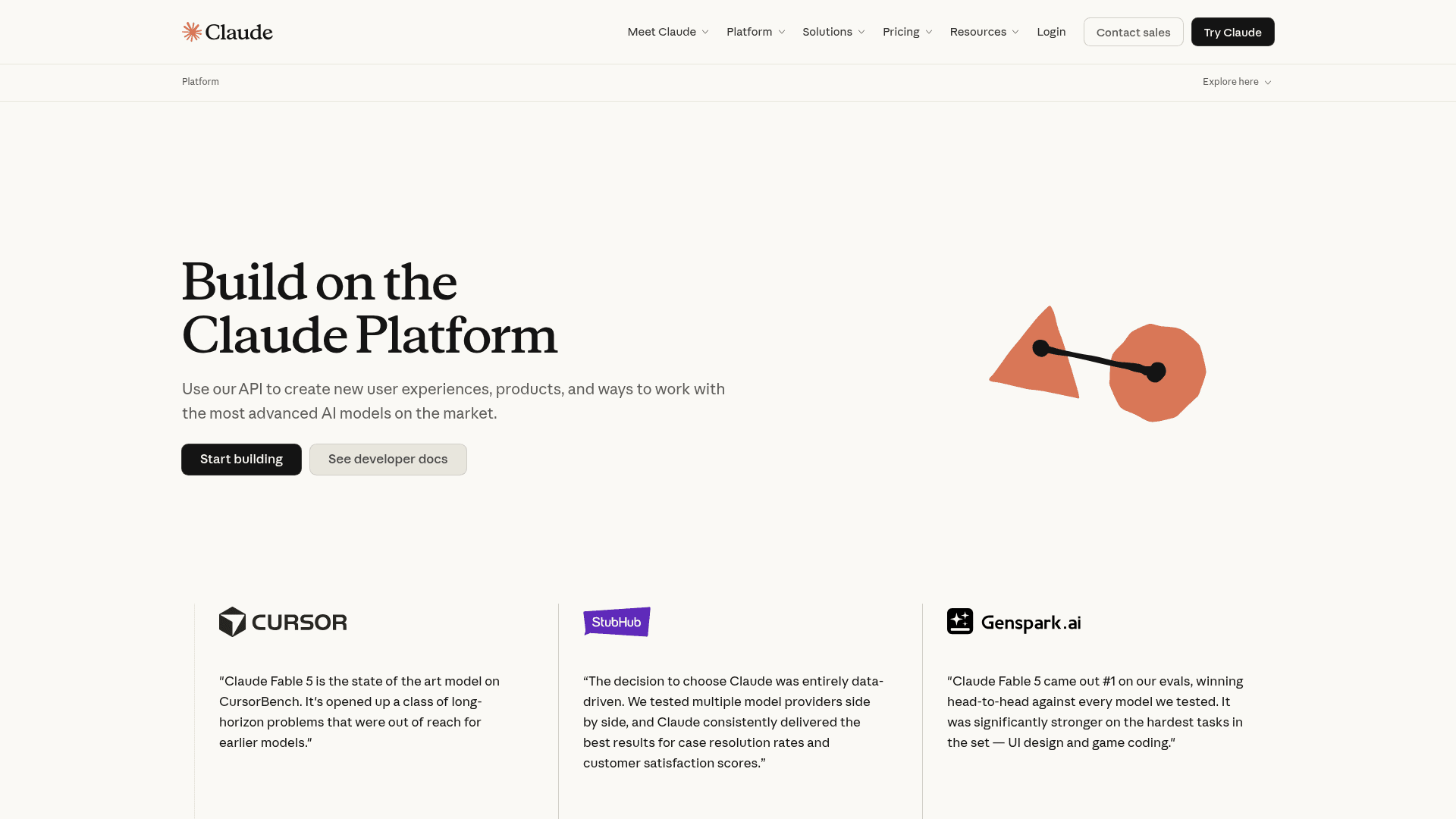 Anthropic API product page, as taken from Anthropic