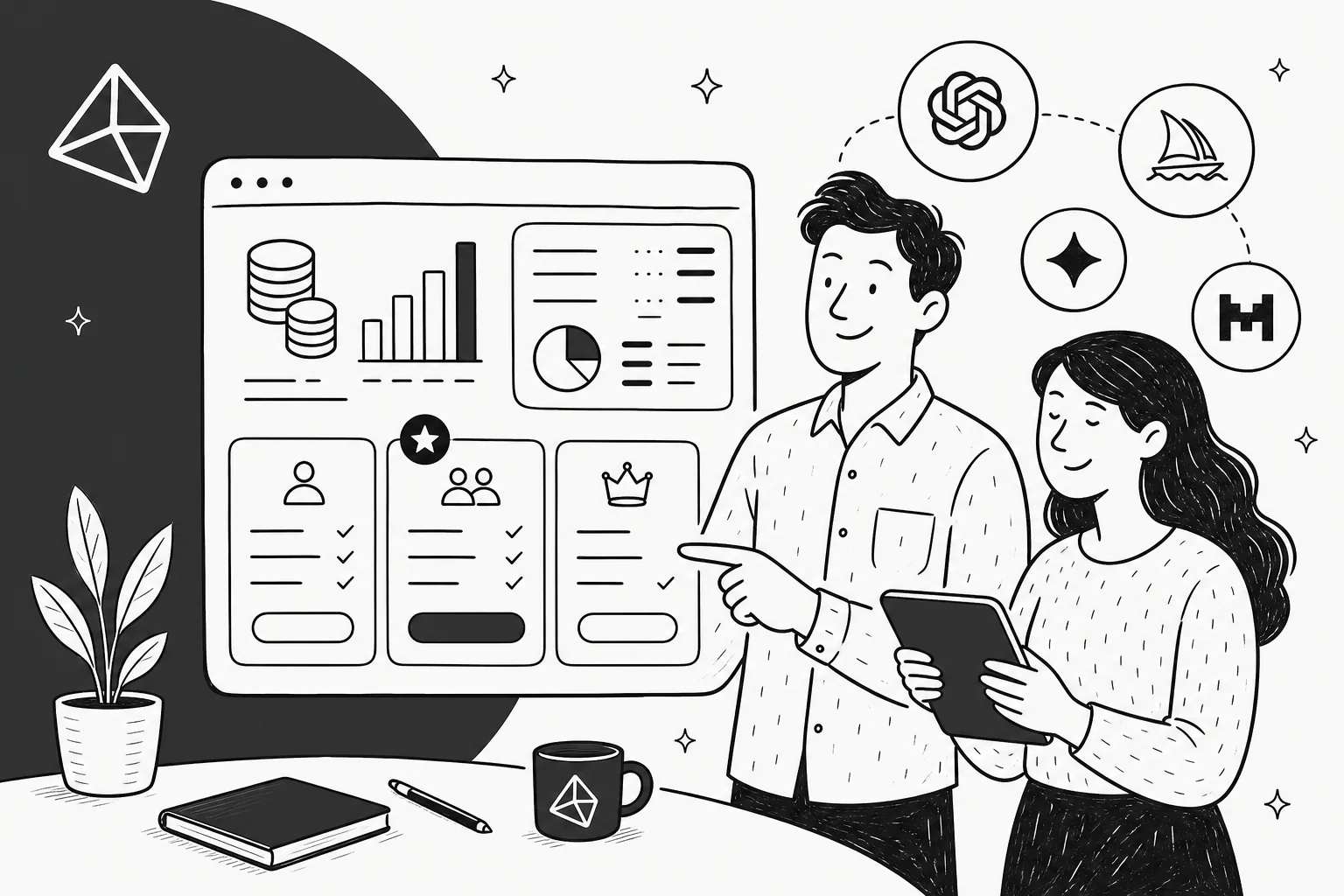 Editorial illustration of Leonardo.AI pricing tiers and token cost
