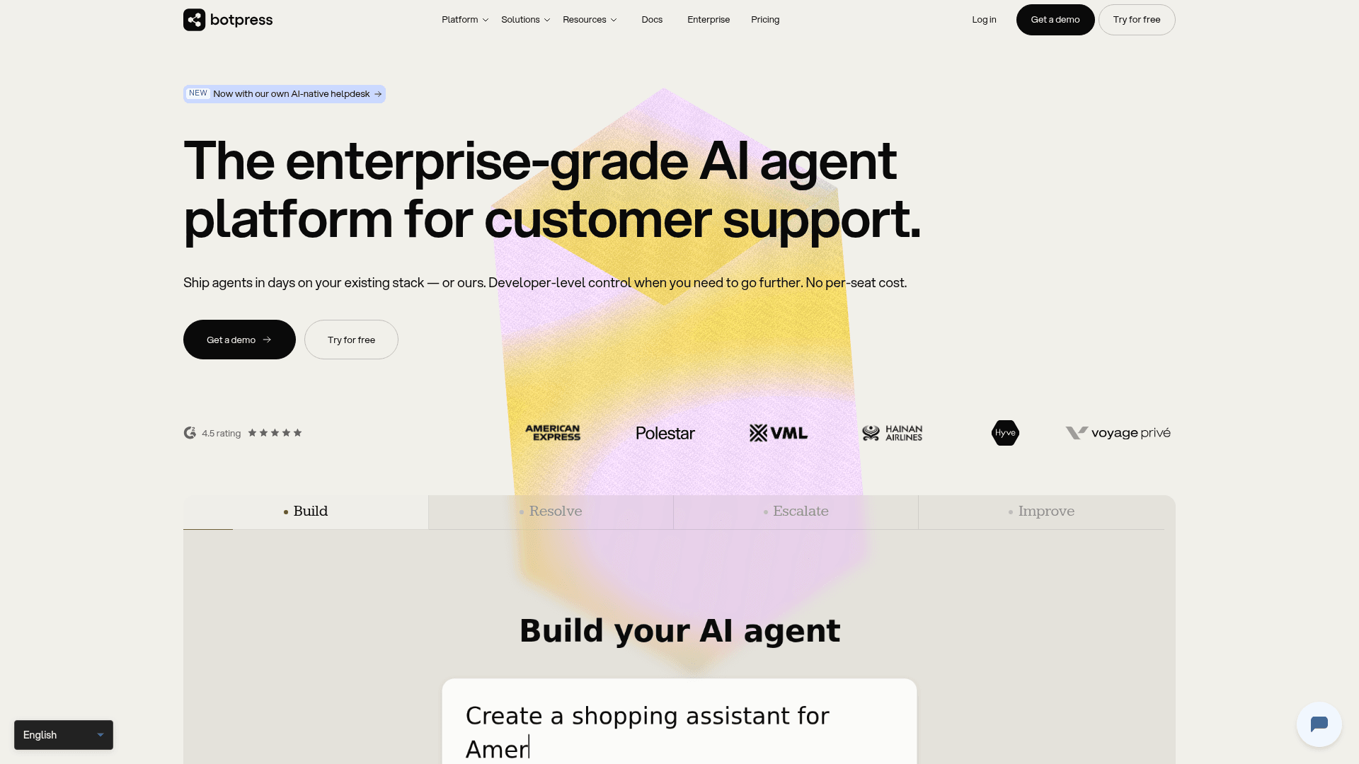 The Botpress platform for building custom AI agents, as shown on Botpress.