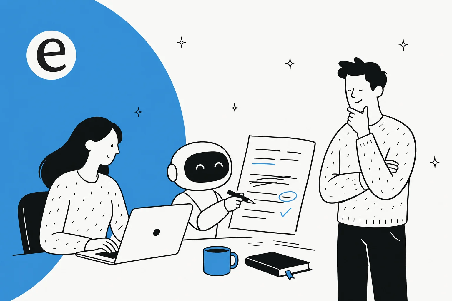 Illustration contrasting a generic AI blog post with a specific, research-grounded one