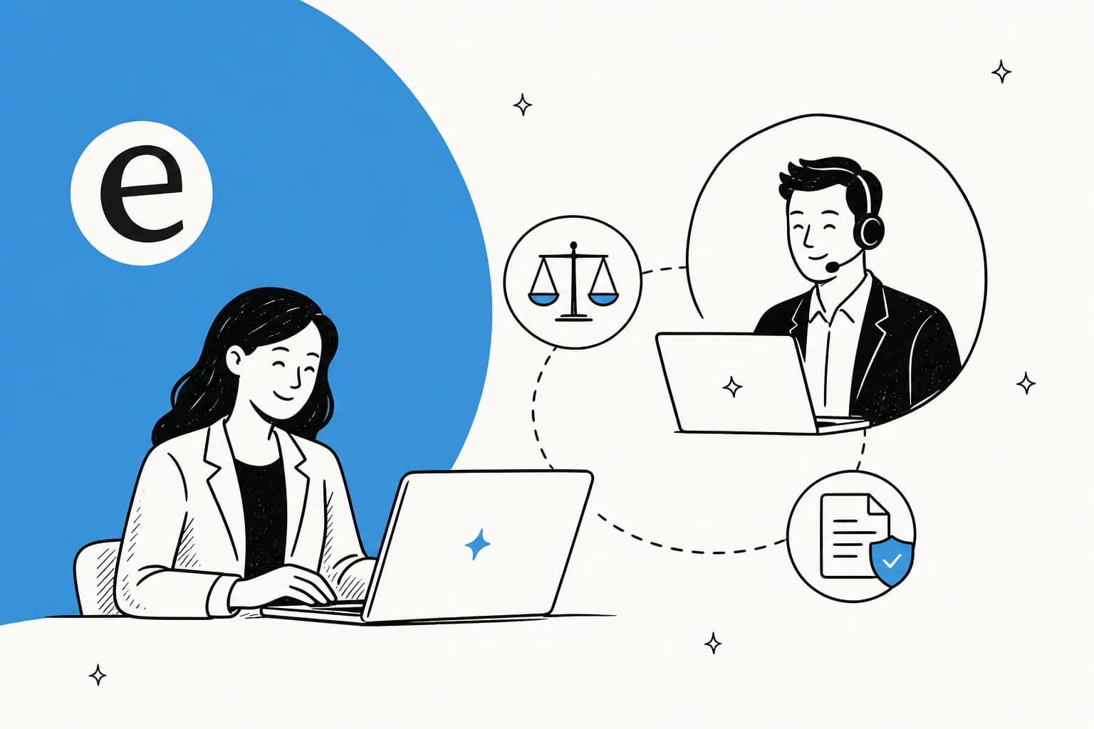Illustration of AI handling client support for a law firm