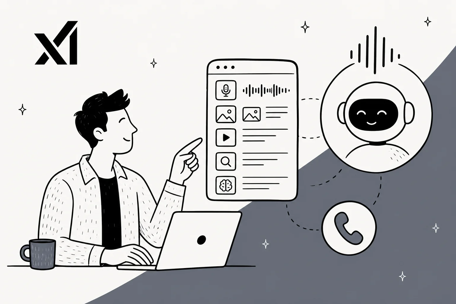 Grok Voice Agent Builder review hero banner, xAI's no-code voice AI agent platform