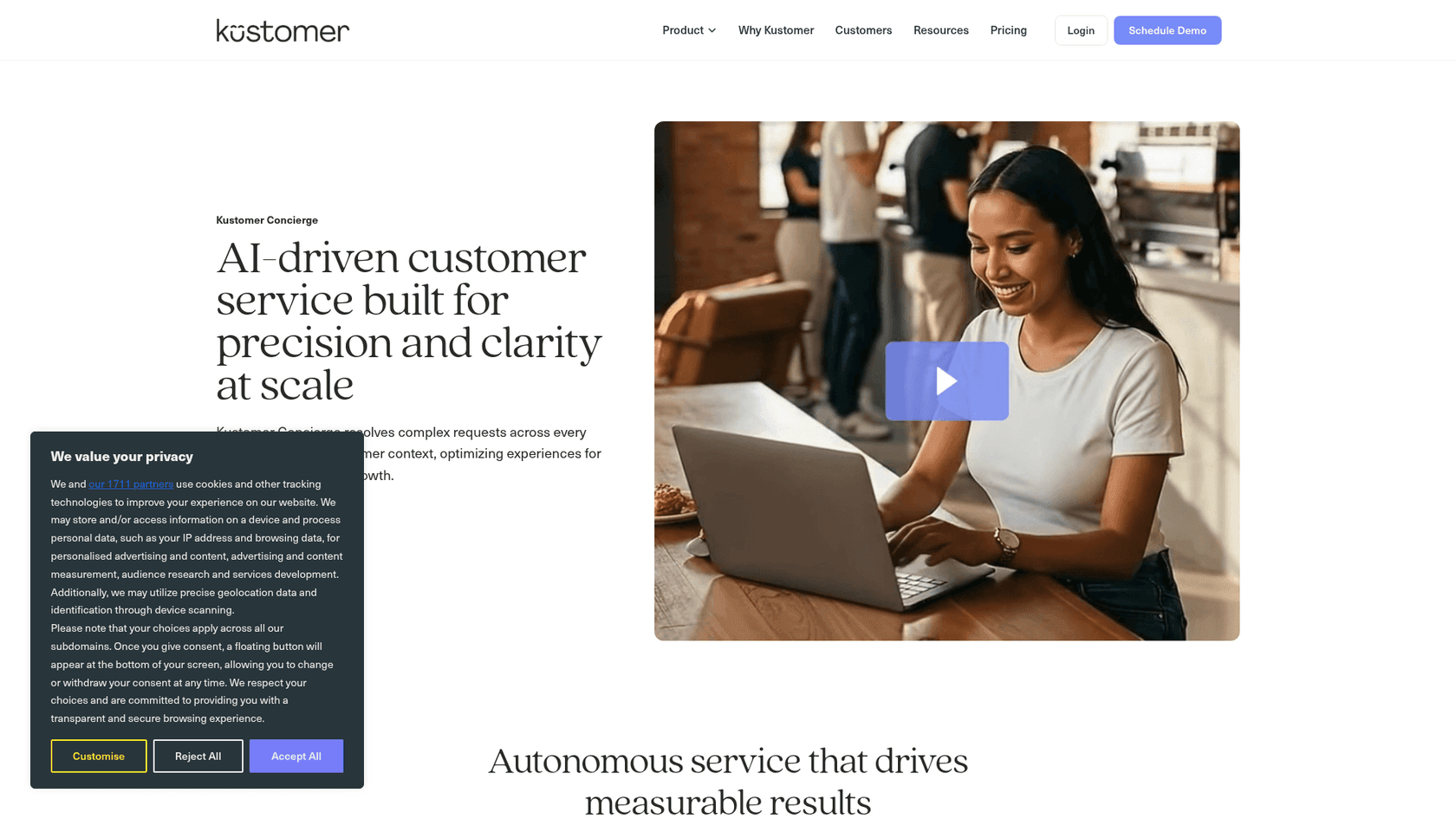 Kustomer Concierge AI product page