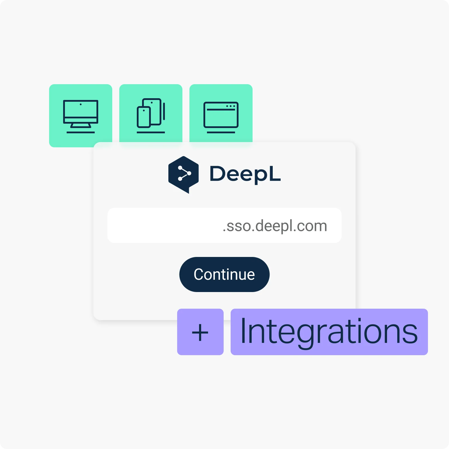 DeepL SSO and integrations setup panel showing the .sso.deepl.com configuration screen