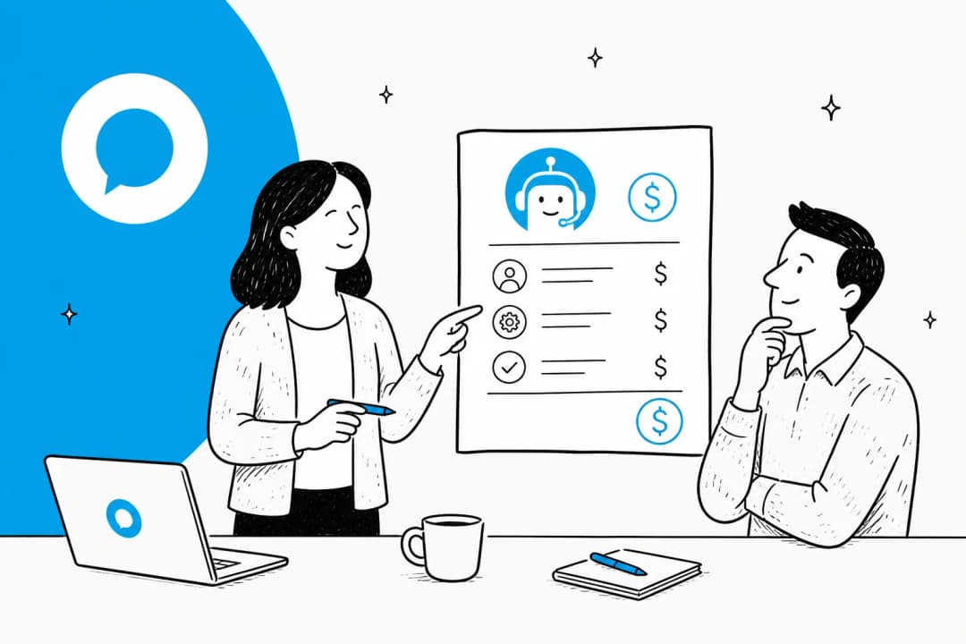Halo AI agent pricing illustration in Halo blue with an eesel watermark