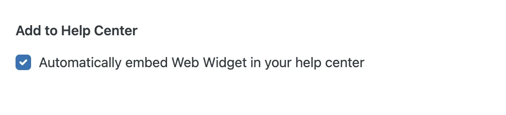 Help center auto-embed toggle, as taken from Zendesk