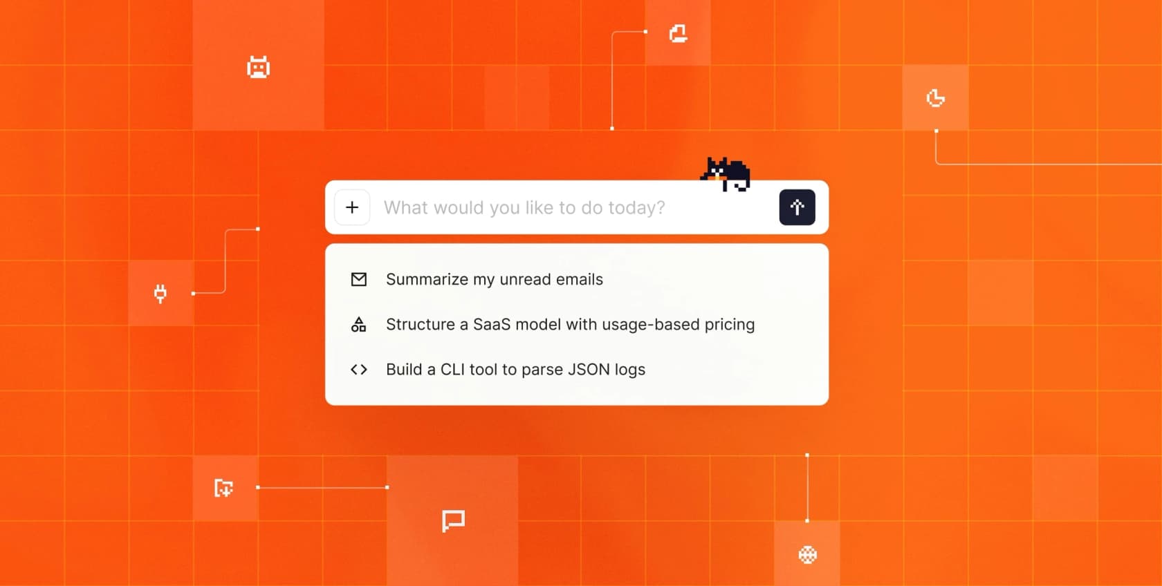 The Vibe assistant chat input with suggested actions on Mistral's orange background, as taken from Mistral