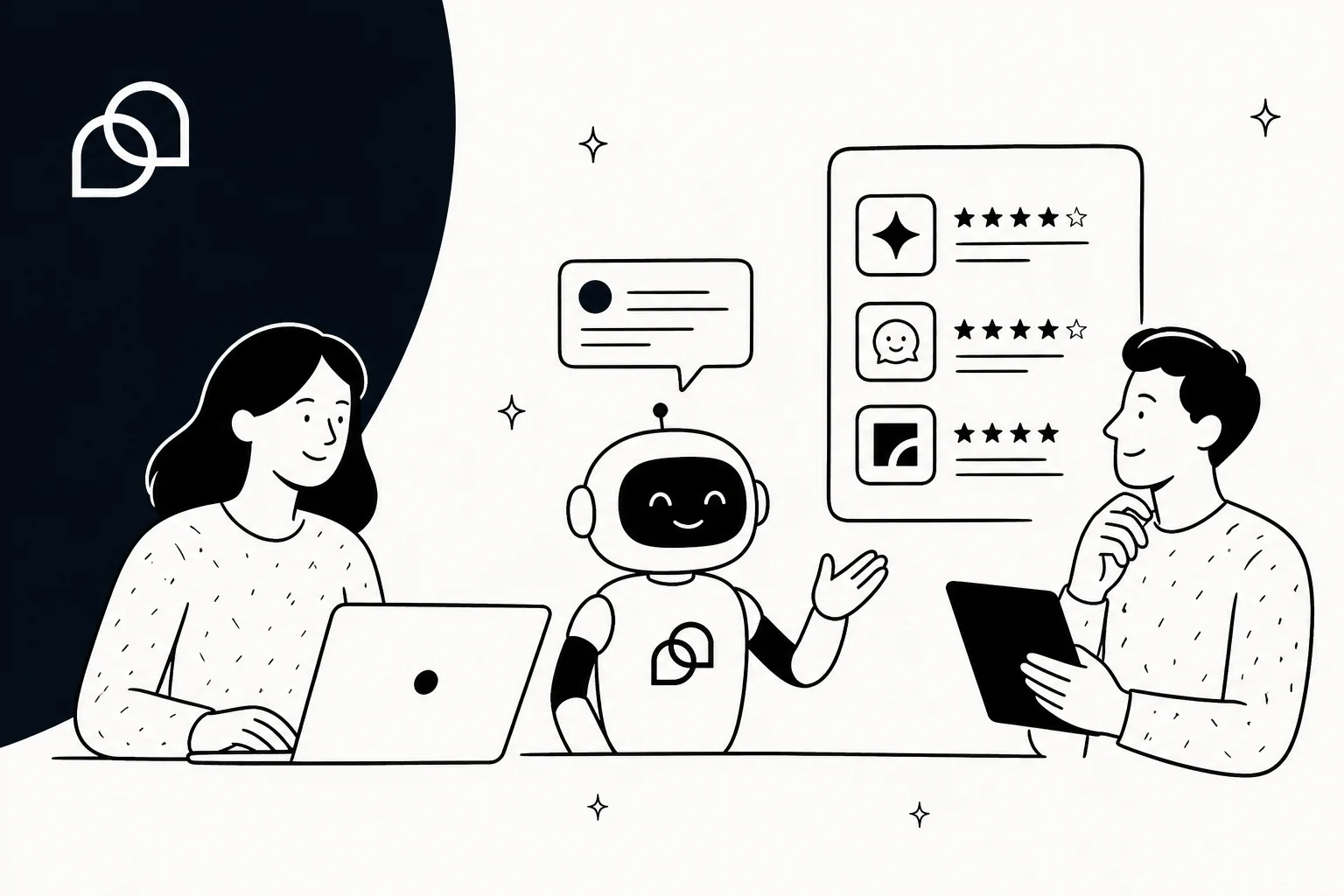 Hero illustration of AI agent tools for the Tidio customer service platform