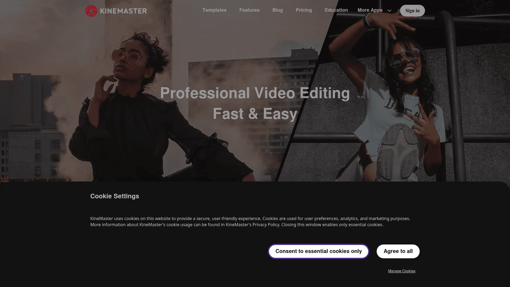 KineMaster website homepage, as taken from KineMaster