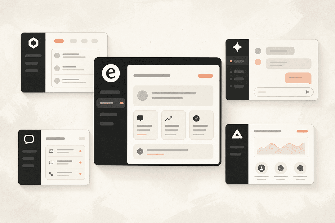 Six AI helpdesk tool cards arranged in a grid, representing alternatives to Freshdesk Freddy