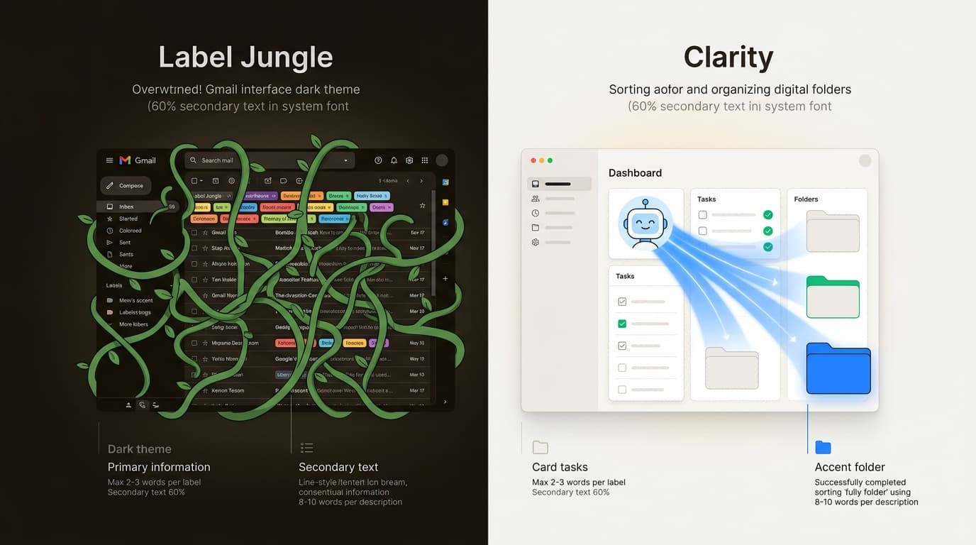 The transition from a chaotic 'label jungle' to an AI-powered workspace that resolves work rather than just tagging it.
