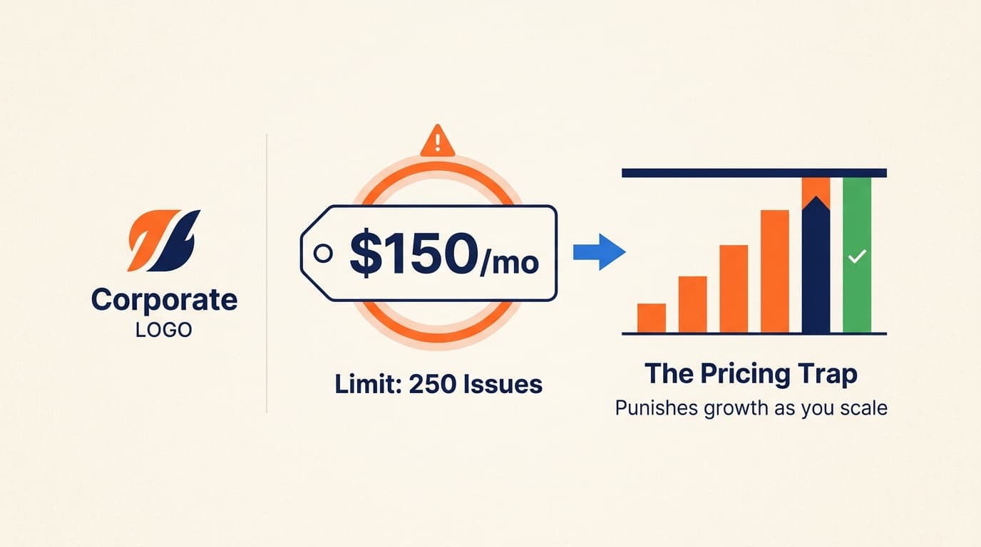 Helpshift's issue-based pricing model can lead to scaling bottlenecks and unexpected costs as ticket volume grows.