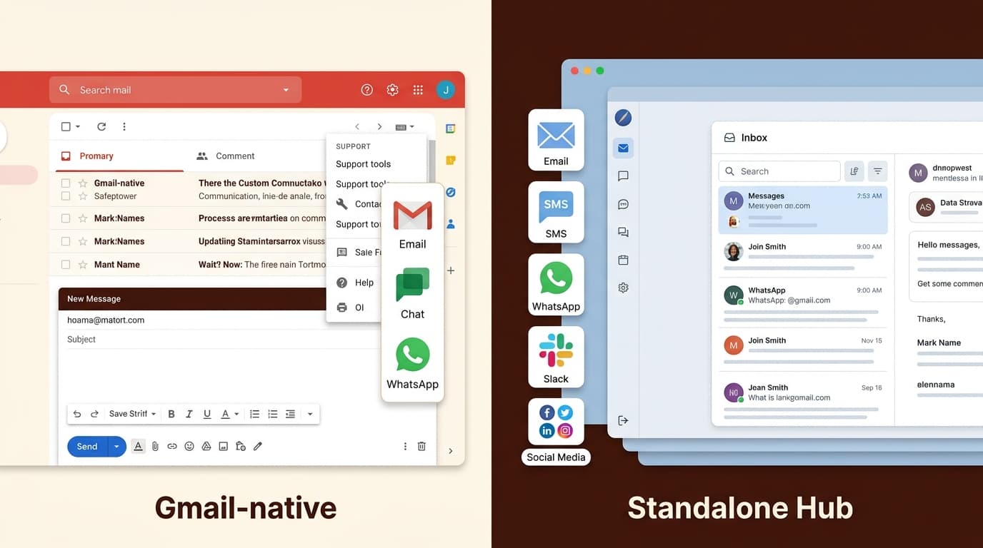 Hiver integrates directly into the familiar Gmail interface, while Front provides a dedicated hub for managing a wider array of communication channels.
