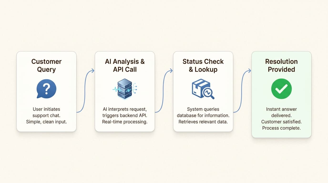 AI agents resolve 'Where Is My Order' queries instantly by pulling real-time tracking data directly from your ecommerce platform.