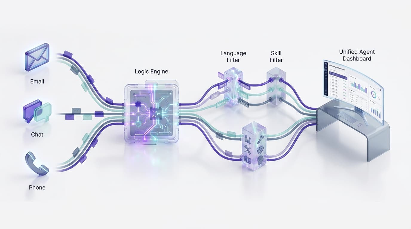 Dixa’s Conversation Engine uses visual logic to route omnichannel inquiries to the most qualified agent.